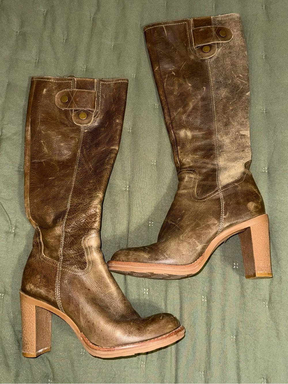 Gianni Bini Brown Leather Mid-Calf Heeled Boots size 6.5